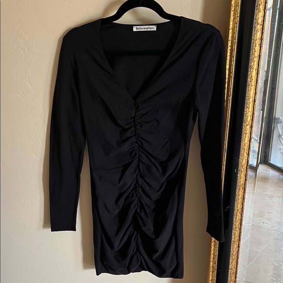 REFORMATION Front Ruched Mini Dress - Picture 3 of 7